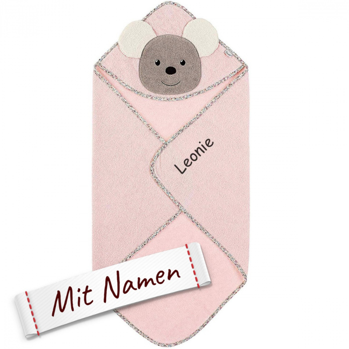 Sterntaler Kapuzenhandtuch mit Namen Mabel, personalisiertes Geschenk für Mädchen zur Geburt, bestickt