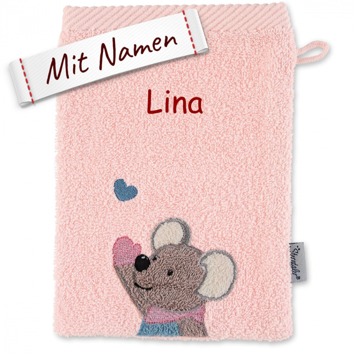 Bestickter Waschlappen Maus Mabel Sterntaler, personalisiertes Kinder Geschenk