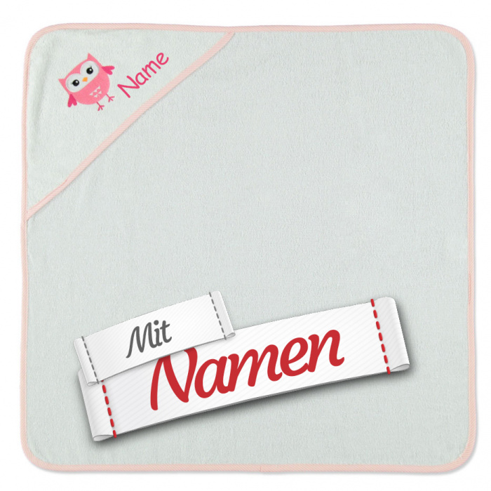 Kapuzenhandtuch Eule für Mädchen, bestickt