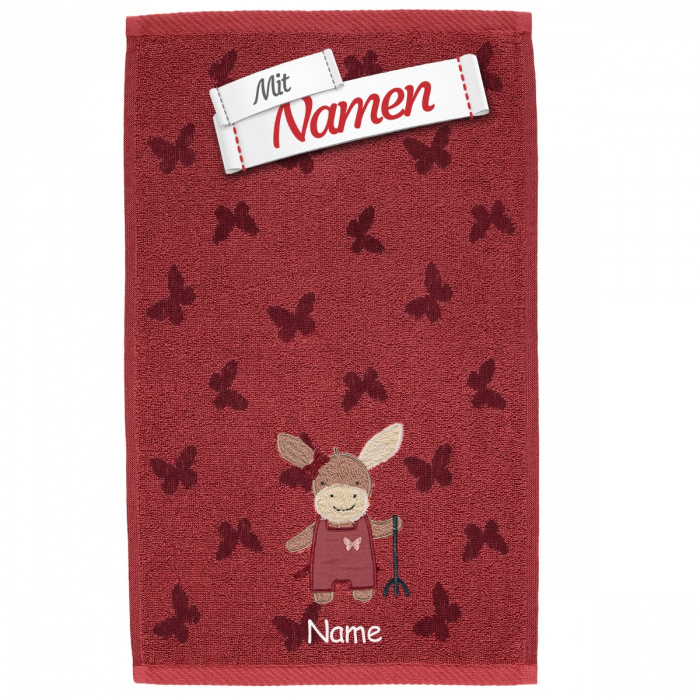 Besticktes Kinderhandtuch mit Namen, Sterntaler Emmily - individuelles Geschenk, Schmetterling