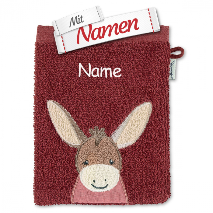 Sterntaler Kinder Waschhandschuh Emmily mit Namen bestickt, Taufgeschenk Personalisiert