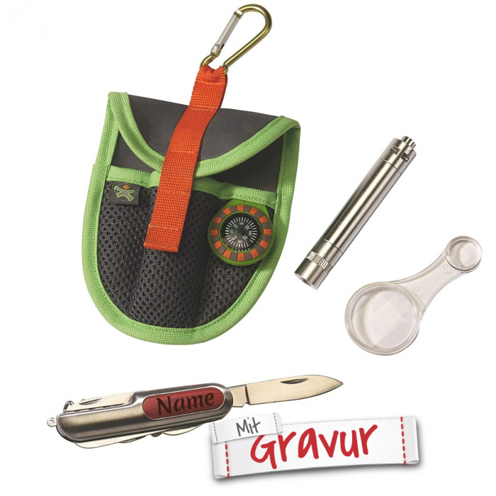 HABA Forschertasche Graviertes Taschenmesser - Geschenk für Kinder mit Gravur