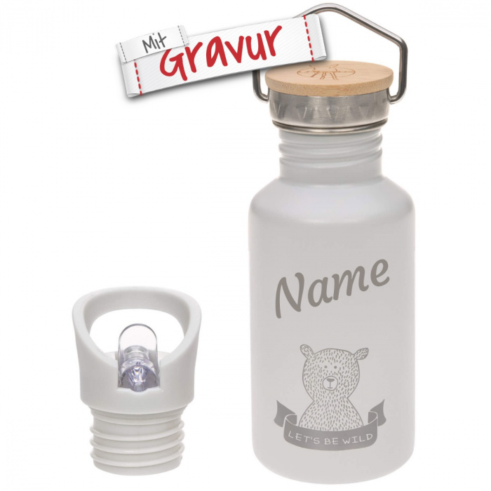 Lässig Edelstahl Trinkflasche für Kinder mit Gravur - Geschenk zur Einschulung