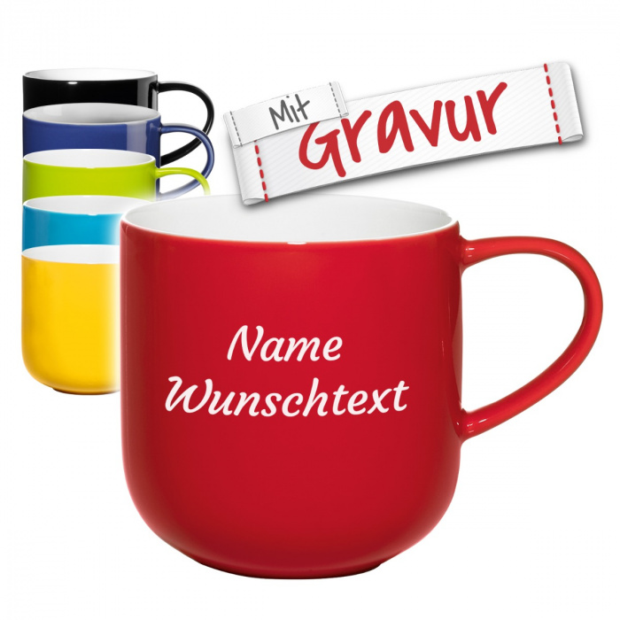 Rote Tasse mit individueller Gravur - Geschenkidee für Frau & Mann