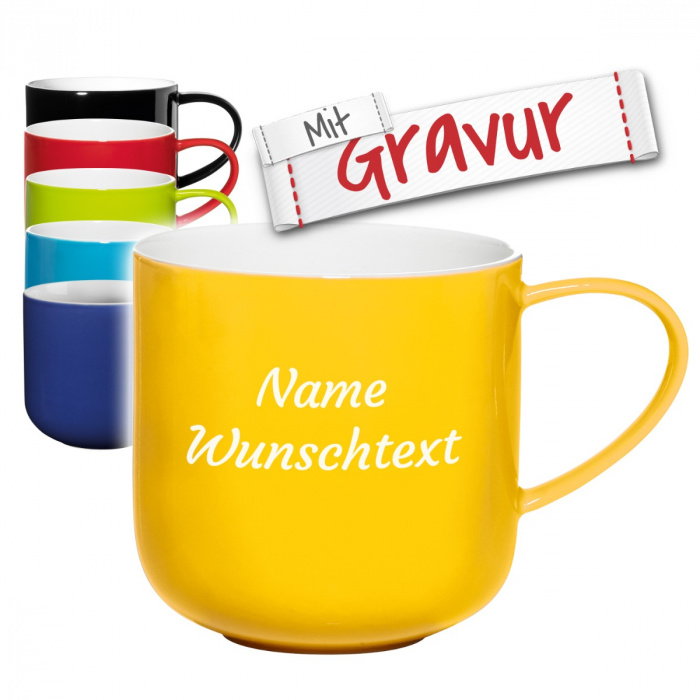 ASA Coppa Kaffeebecher mit Gravur - Geschenk für Mama und Papa, Gelb
