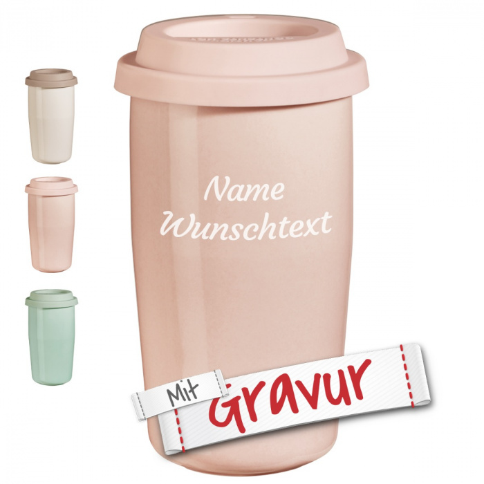cup&go Thermobecher, rose mit Gravur