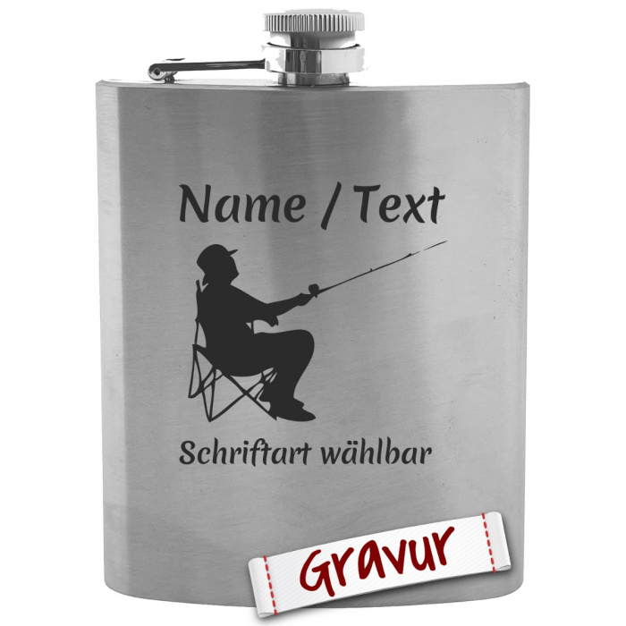 Angel Flachmann - Personalisiertes Geschenk für Raubfisch-Fans mit Gravur