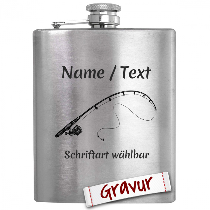 Personalisierter Angel Flachmann, ideales Geschenk für Herren und Angler mit Gravur