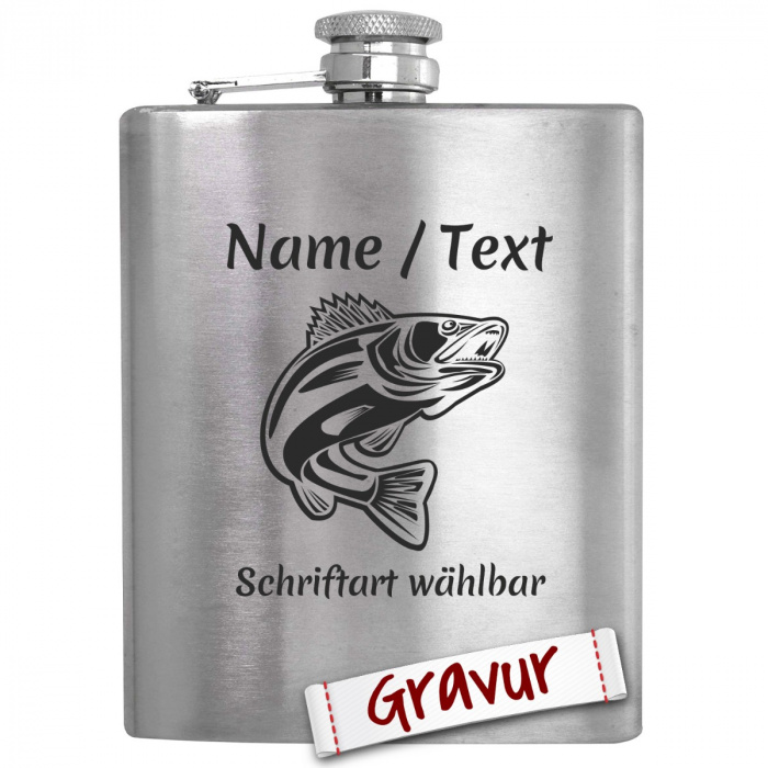 Flachmann mit Gravur - Individuelles Angler Geschenk für Papa und Opa