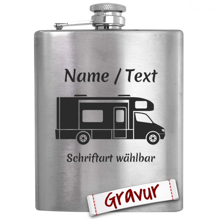 Camping Flachmann mit Gravur, Motiv Wohnmobil / Caravan #2