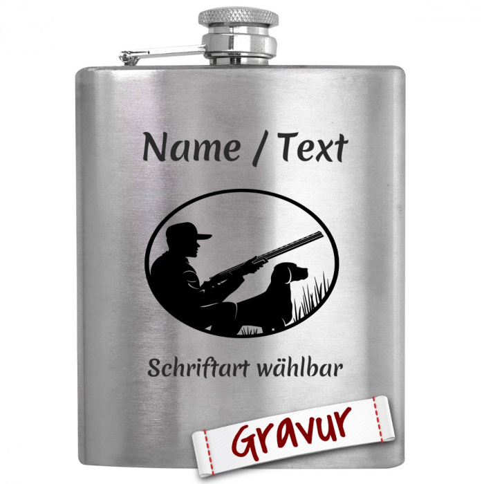 Geschenk für Outdoor-Liebhaber: Jäger Flachmann mit Gravur