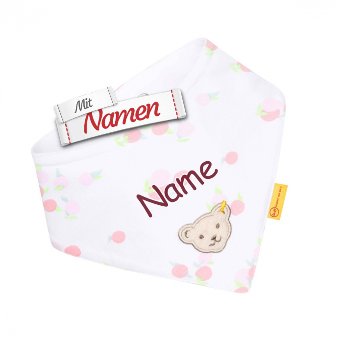 Mitbringsel für Babys: Steiff Mädchen Halstuch personalisiert, Garden Party, Blumen, bestickt