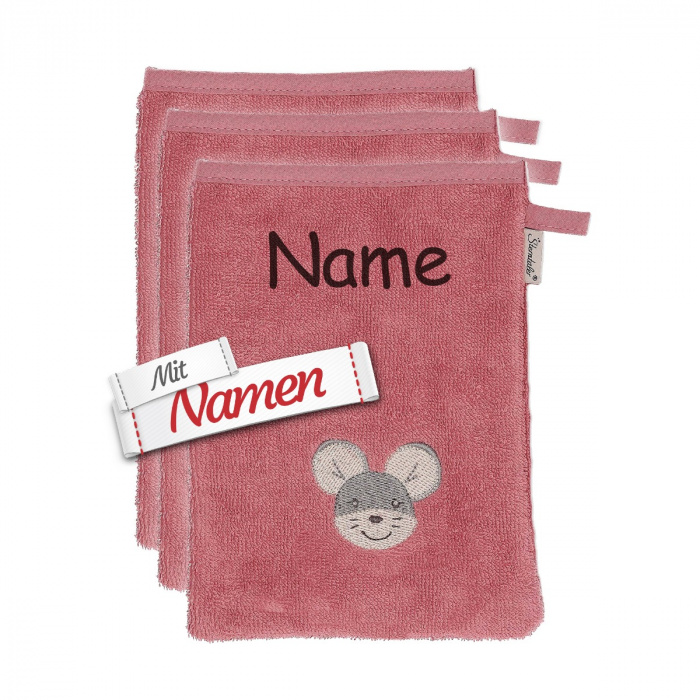 Sterntaler GOTS 3er Waschhandschuh Maus Mabel aus Frottee, bestickt
