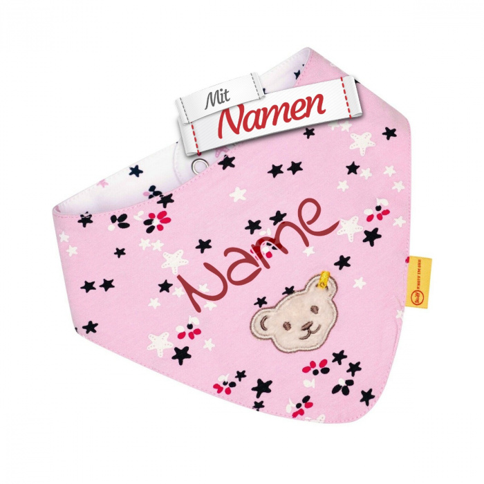 Steiff Baby-Halstuch mit Namen personalisiert, sweet lilac, Mädchen Geschenk zur Geburt, bestickt