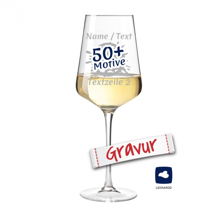 LEONARDO PUCCINI Weißweinglas personalisiertes Geschenk, 560 ml mit Gravur