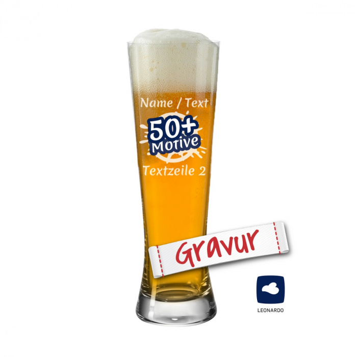 Graviertes Weizenbierglas LEONARDO BIONDA - Perfektes Männergeschenk mit Gravur