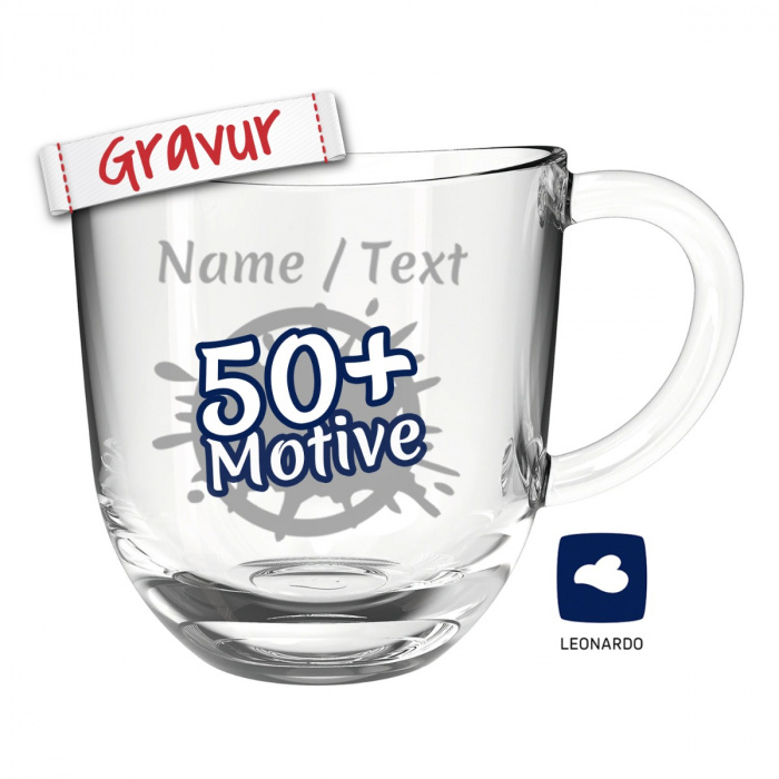 Personalisierte LEONARDO Glas-Tasse, 280ml, perfekt für Jahrestag mit Gravur