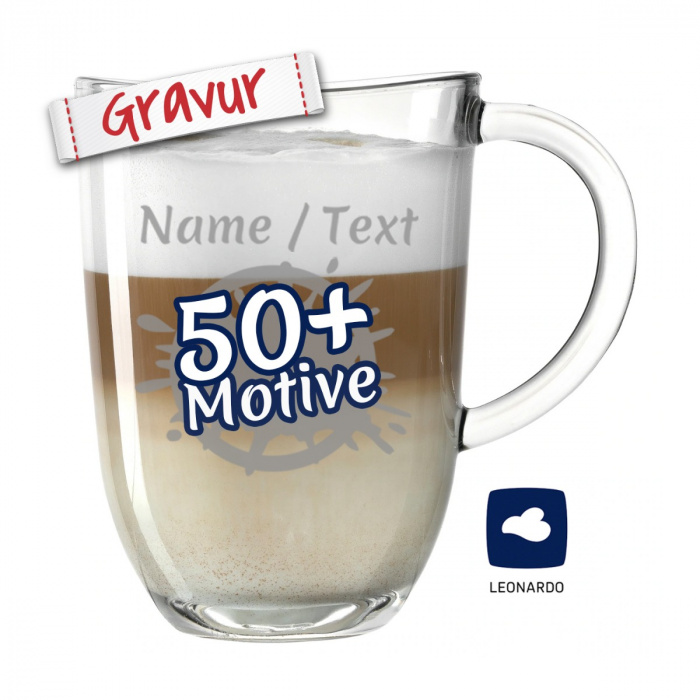 LEONARDO Glas-Tasse Napoli, Personalisiertes Geschenk für Männer & Frauen mit Gravur