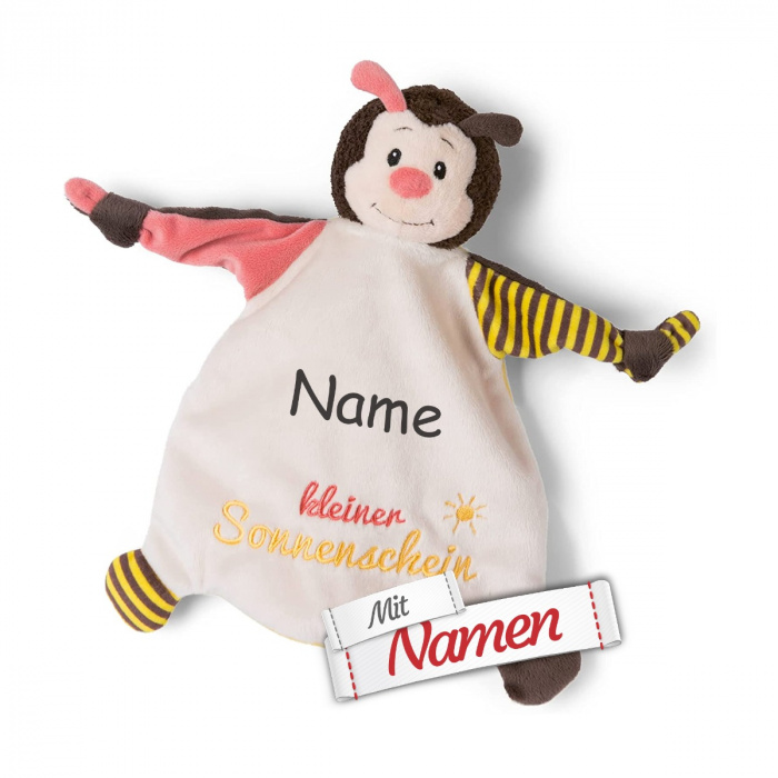 NICI Stofftier-Schmusetuch Biene mit Namen bestickt, Kuscheltier kleiner Sonnenschein