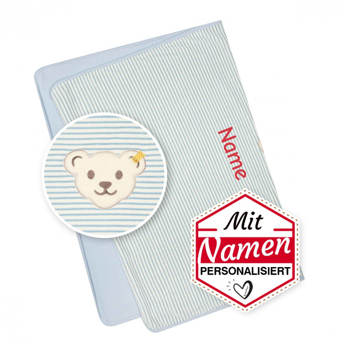 Steiff Babydecke mit Namen, Nicky GOTS bestickt, Geschenk zur Geburt oder Taufe