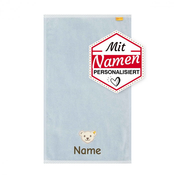 Steiff Kinderhandtuch bestickt mit Namen, Celestial Blue, 30x50, Baby Geschenk zur Geburt