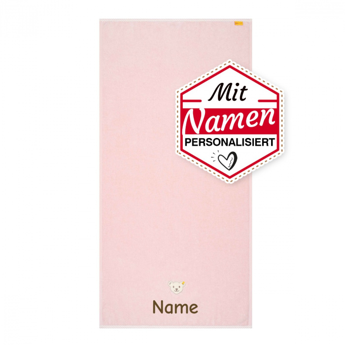 Steiff Mädchen Handtuch Rosa, Personalisiert, Geschenk Einschulung und Geburtstag, 50x100 cm, bestickt