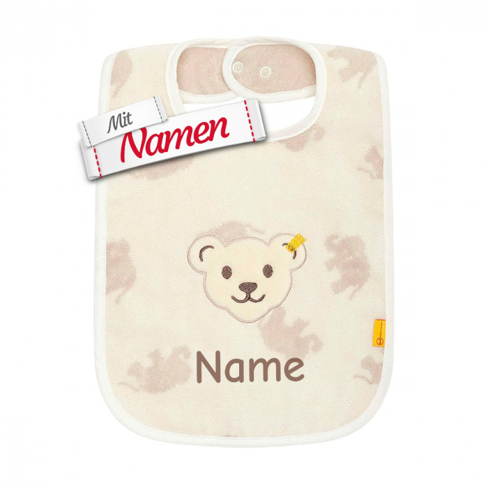 Steiff Lätzchen mit Namen personalisiert - Taufgeschenk & Baby Geschenk zur Geburt für Junge & Mädchen, bestickt