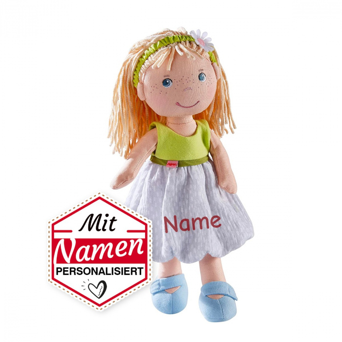 HABA Kuschelpuppe Jil, mit Namen bestickt - Mädchen Geschenk personalisiert zum Geburtstag