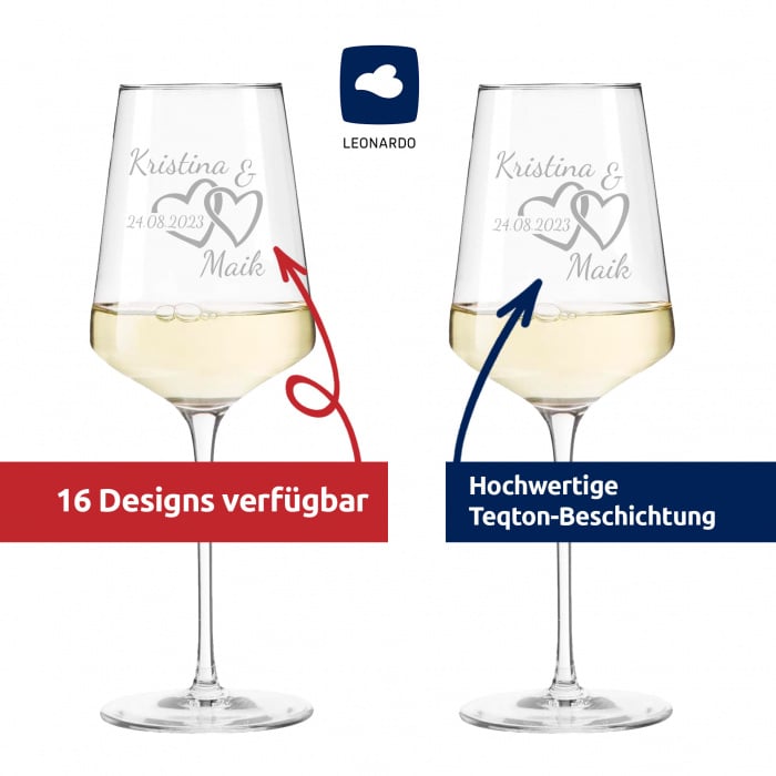 LEONARDO Weißweinglas mit Gravur – Hochzeitsglas