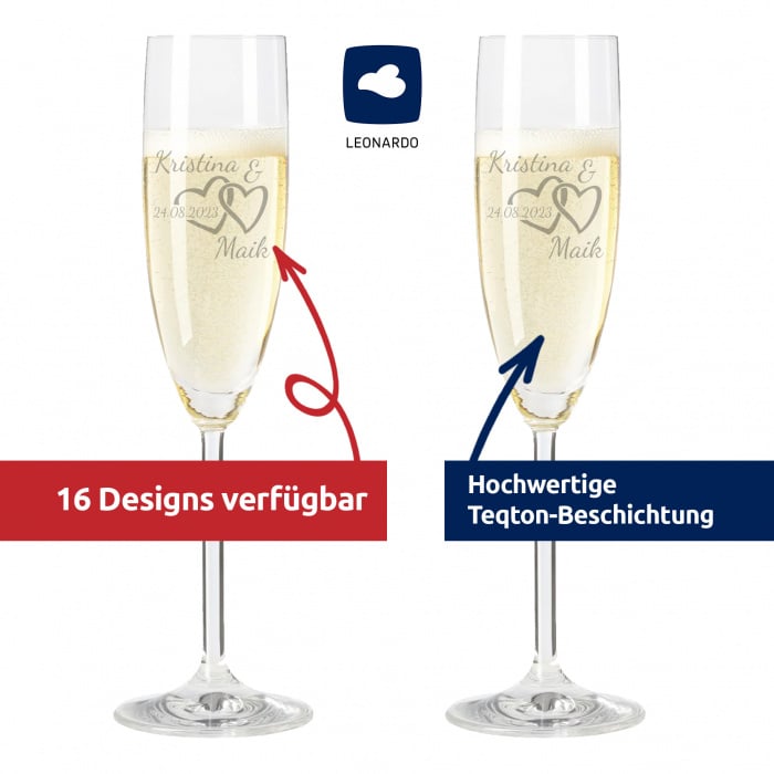LEONARDO Hochzeitsgläser Gravur – Namens-Unikat