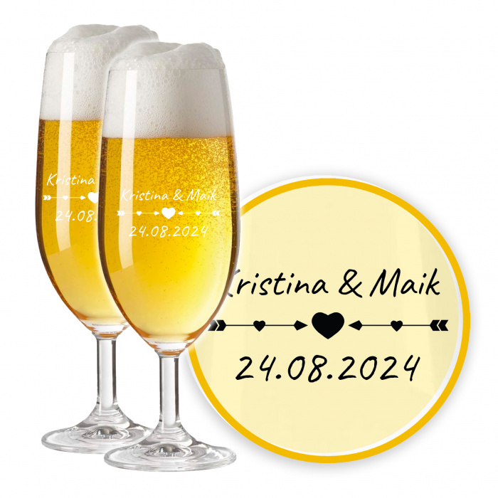 LEONARDO Geschenk zum Hochzeitstag: Leonardo Bierglas-Set, Personalisierte Pilstulpe für besondere Momente mit Gravur