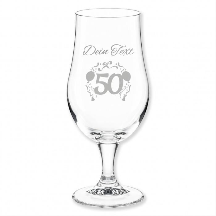 50. Geburtstag, Bierglas, Gravur