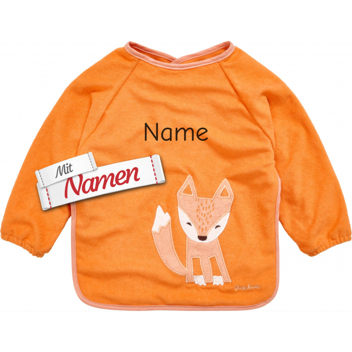 Ärmellätzchen mit Namen bestickt, Fuchs, Lätzchen mit Ärmeln für Baby und Kleinkind