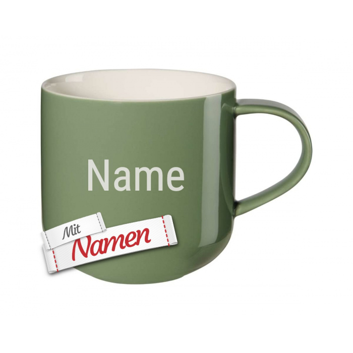 ASA Selection coppa Tasse mit Gravur, Porzellan Kaffeetasse personalisiert mit Namen als Geschenk für Frauen Männer, Kaffeebecher Cactus Grün