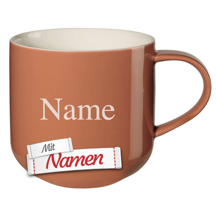 ASA Selection coppa Tasse mit Gravur, Porzellan Kaffeetasse personalisiert mit Namen als Geschenk für Frauen Männer, Kaffeebecher red clay / rot