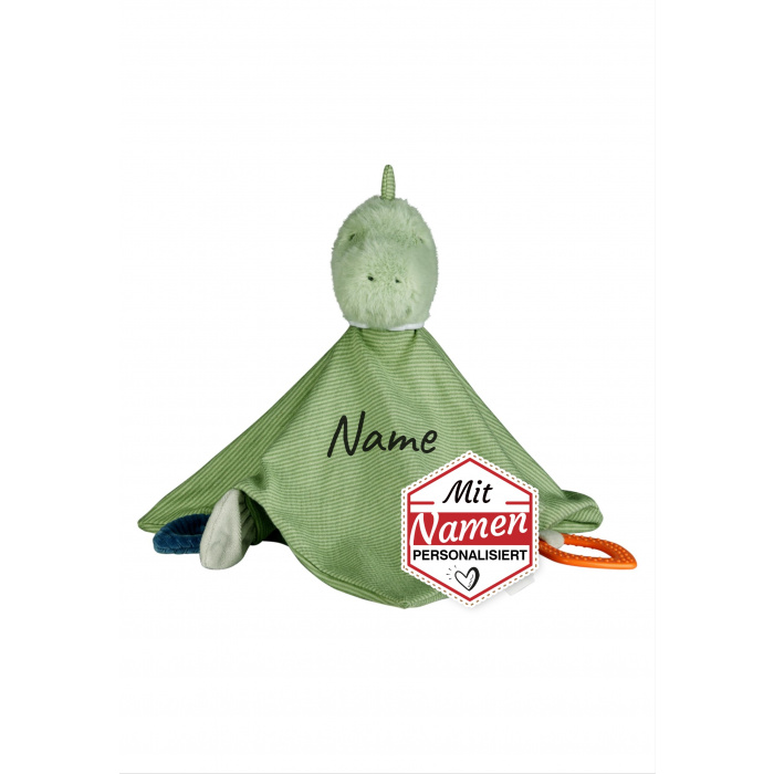 Baby Geschenk personalisiert: Dinosaurier Schmusetuch von Sterntaler mit Namen bestickt, Dino Rexi