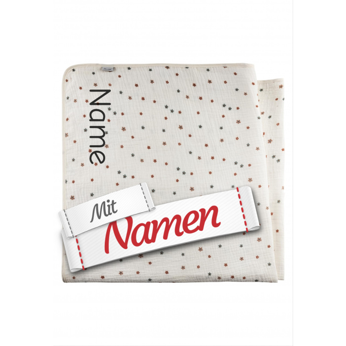 Babydecke personalisiert BAUERNHOF Blume – Sterntaler Musselin Kuscheldecke mit Namen bestickt