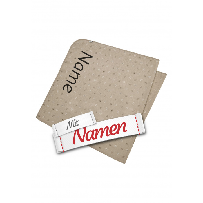 Babydecke personalisiert BAUERNHOF Hund aus Musselin, mit Namen bestickt