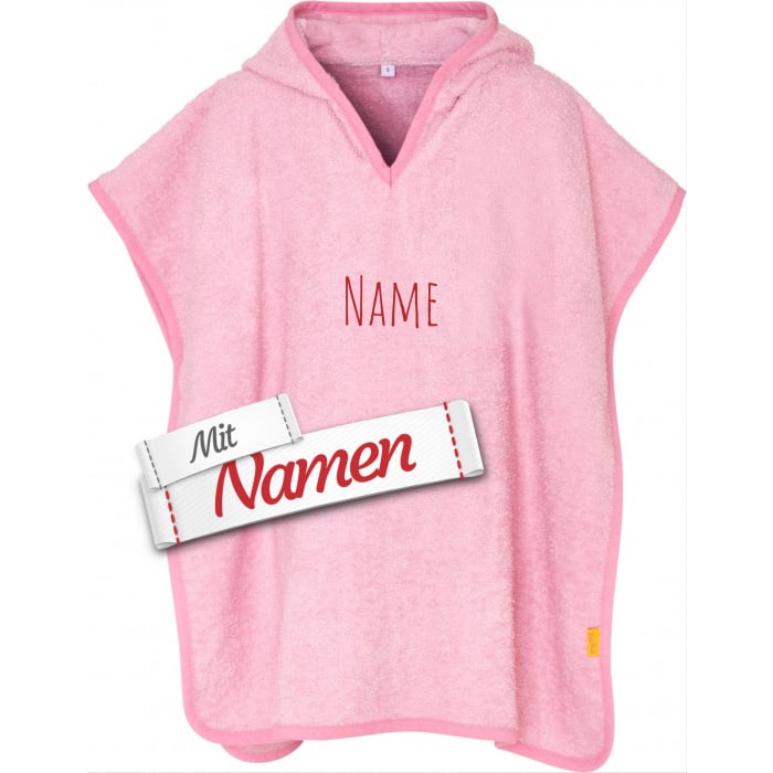 Badeponcho Kinder mit Namen bestickt, Einhorn, Frottee, Gr. L ab 4 Jahre