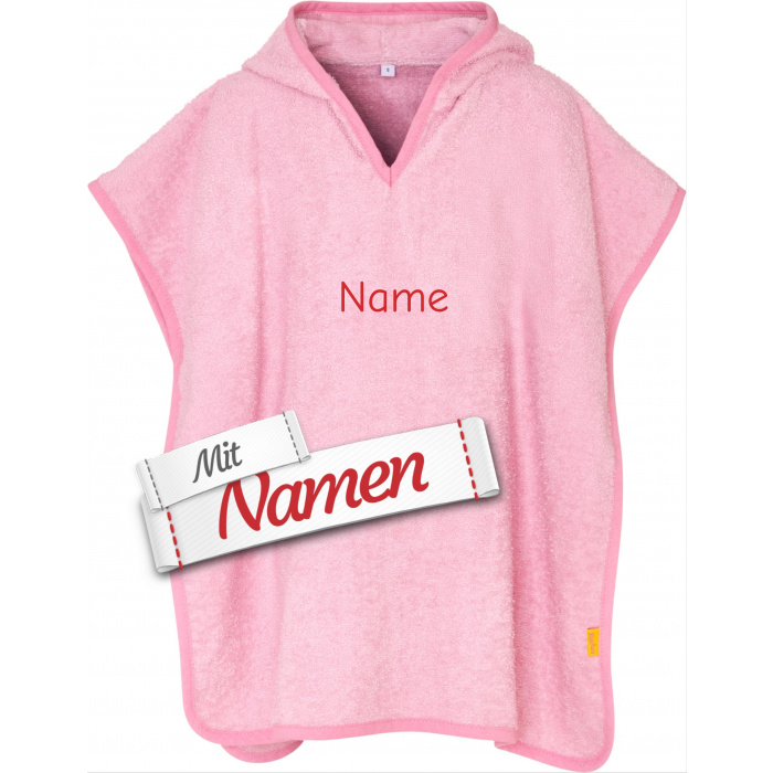 Badeponcho Kinder mit Namen bestickt, Einhorn, Frottee, Gr. S bis 4 Jahre