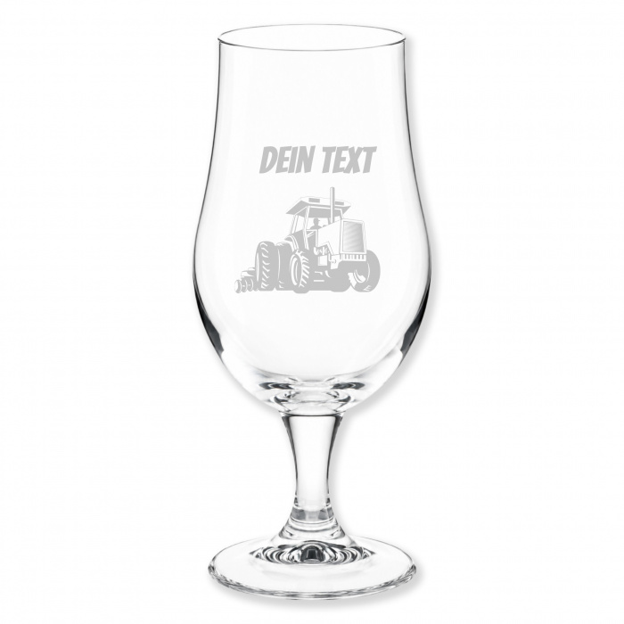 Bauer Geschenk: Graviertes Bierglas mit Traktor Motiv