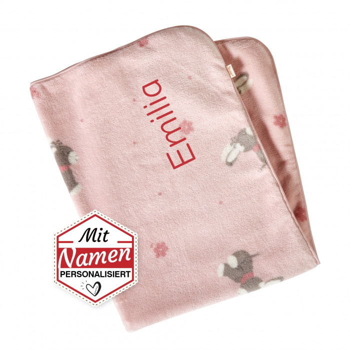 Bestickte Babydecke Sterntaler Emmi Girl Rosa mit Namen personalisiert - Geschenk zur Geburt oder Taufe