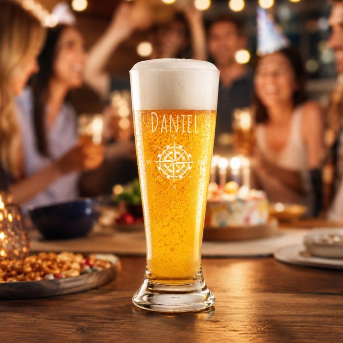 LALALO Bierglas mit Gravur – Weizenbierglas Rund