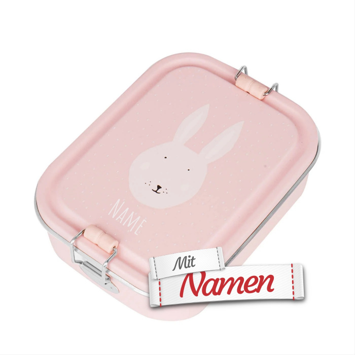 Brotdose Kinder mit Namen graviert, Trixie Mrs. Rabbit Hase, Edelstahl klein