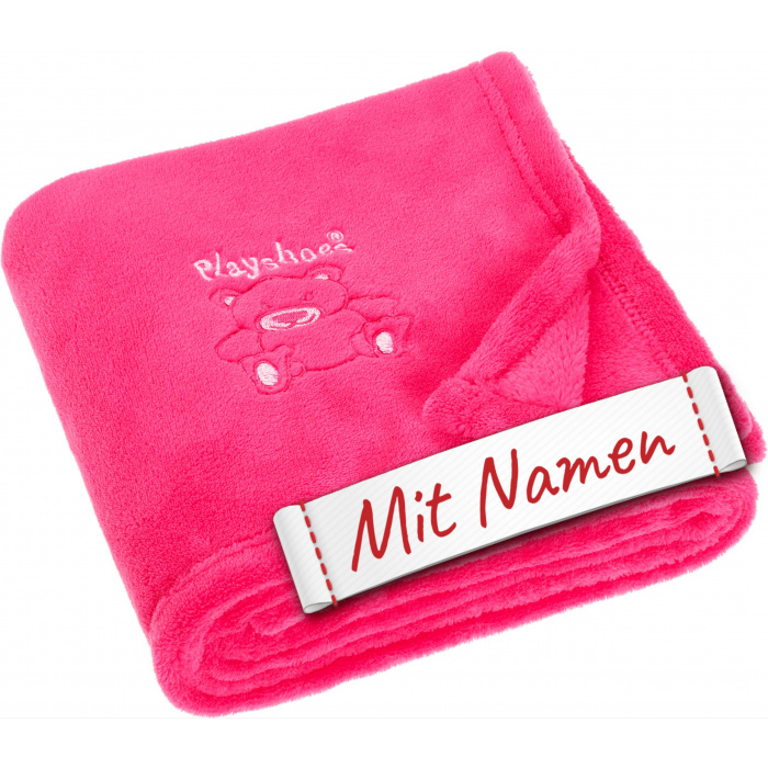 Decke Mädchen personalisiert Bär Bär – pinke Schmusedecke mit Namen bestickt von Playshoes