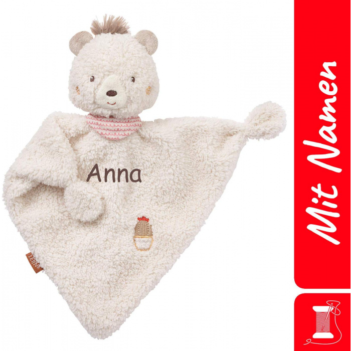 FEHN Schnuffeltuch Bär, bestickt