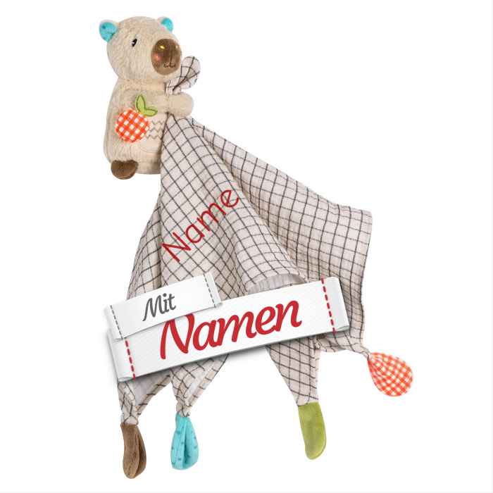 Fehn Capybara Clara Musselin-Schmusetuch – Einschlafhilfe & Schnuffeltuch mit Namen bestickt, Babygeschenk personalisiert