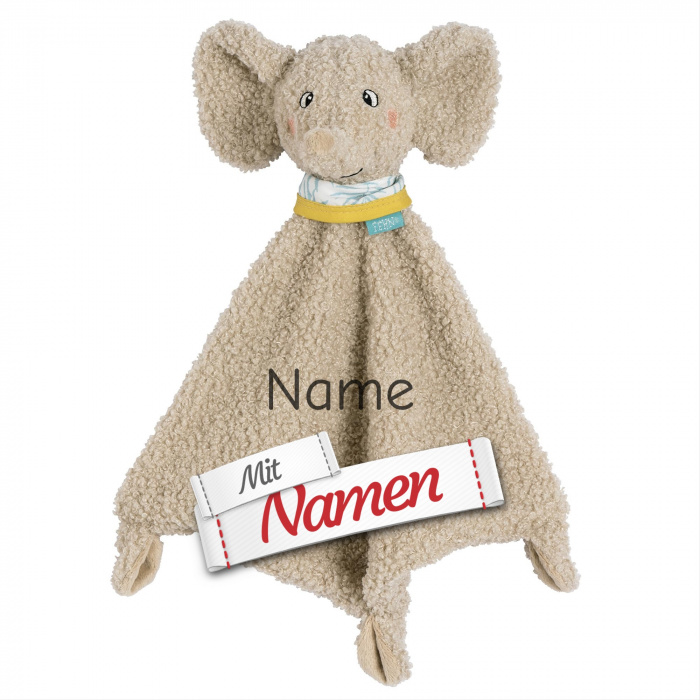 Fehn Elefant Erik Schmusetuch, Einschlafhilfe & Schnuffeltuch, mit Namen bestickt, Babygeschenk personalisiert