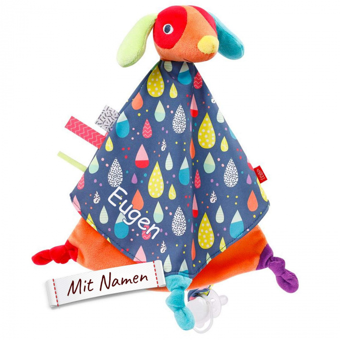 Fehn Hund Stofftier-Kuscheltuch, COLOR Friends, bestickt
