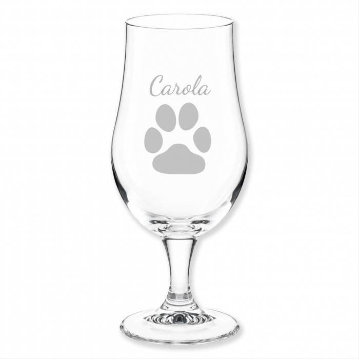 Geschenk für Hunde, Bierglas, Pfote, Gravur